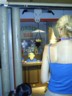 Meanwhile, at the local bar, Lady Blue-Shirt tries to get some business going.