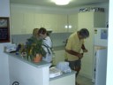 My family prepares drinks and snacks.