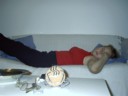 Katie sleeps for 5mins at Megan's place