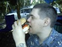 The burger and Draxy. (Draxy is on right, i think)