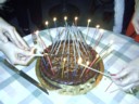 Cake with many sparklers
