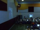 Wall projector hooked into a PS2.