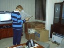 Mum looks at plans of new house