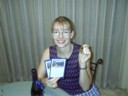 My sister shows off her keys.