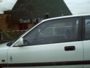 Parked at a set of lights was an empty car