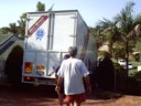 The moving truck arrives