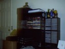 My bookshelf taken while spinning on the chair