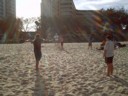 The sun is setting on our cricket game and our beech day