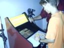 One of the guys hooked up an arcade style system.