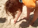 Lui chases a crab